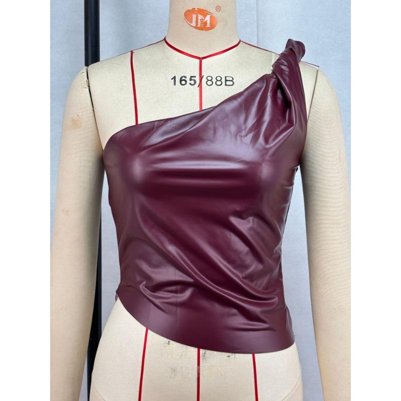 Women's Solid Colour Sleeveless Slant Neck Slim Sexy One Shoulder Top