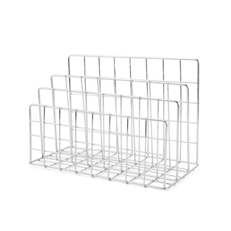Ins Minimalist Iron Desktop Storage Rack Organizer Table Organizer Rack Document Book Rack Desk Multi Functional Storage Rack 17.5*9*13.5cm серебряный