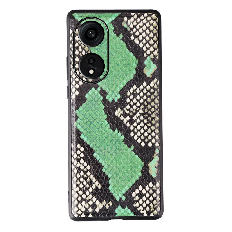

Чехол из натуральной кожи с рисунком кожи питона для OPPO A1/A2Pro — универсальный защитный чехол для версии A1 Vitality A2 Pro зелёный