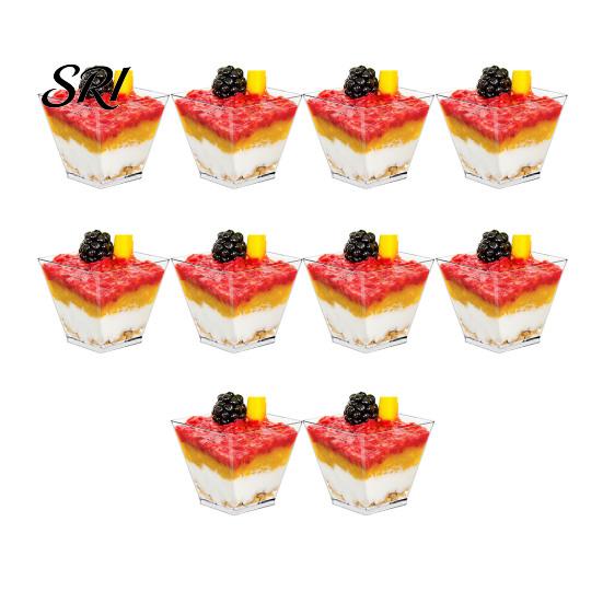 Disposable Dessert Cups for Catering 10Pcs Plastic Mousse Cup Clear Pudding Odor-free Containers Parties Weddings And Events Small Square Party Snack