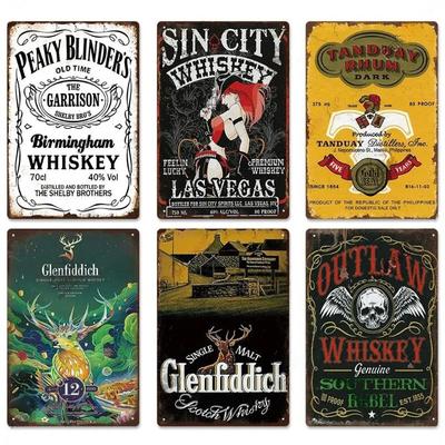 Vintage Bar Whisky Plaque Metal Club Tin Metal Logo Badge Girl Decor Garage Club Bar Men's Cave Bar Cafe Wall Decoration
