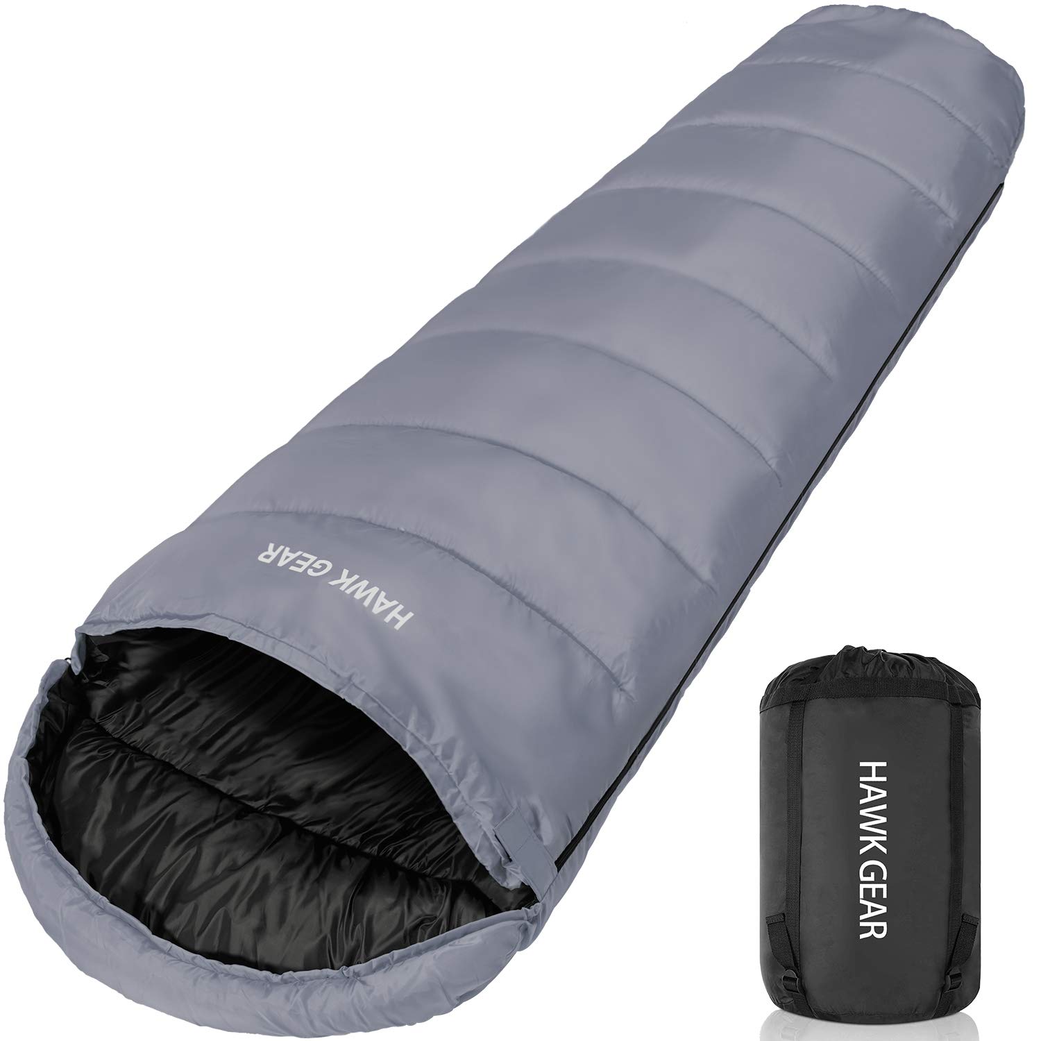 

HAWK GEAR Mummy-Style Sleeping Bag, Perfect for Camping, Outdoor Activities, -15°C Cold-Resistant, Simple Waterproofing, All-Season (Gray)