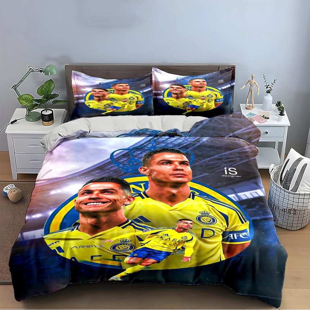 "Yellow Soccer Star Set" Bedding set (1 duvet cover, 2 pillowcases, duvet not included)