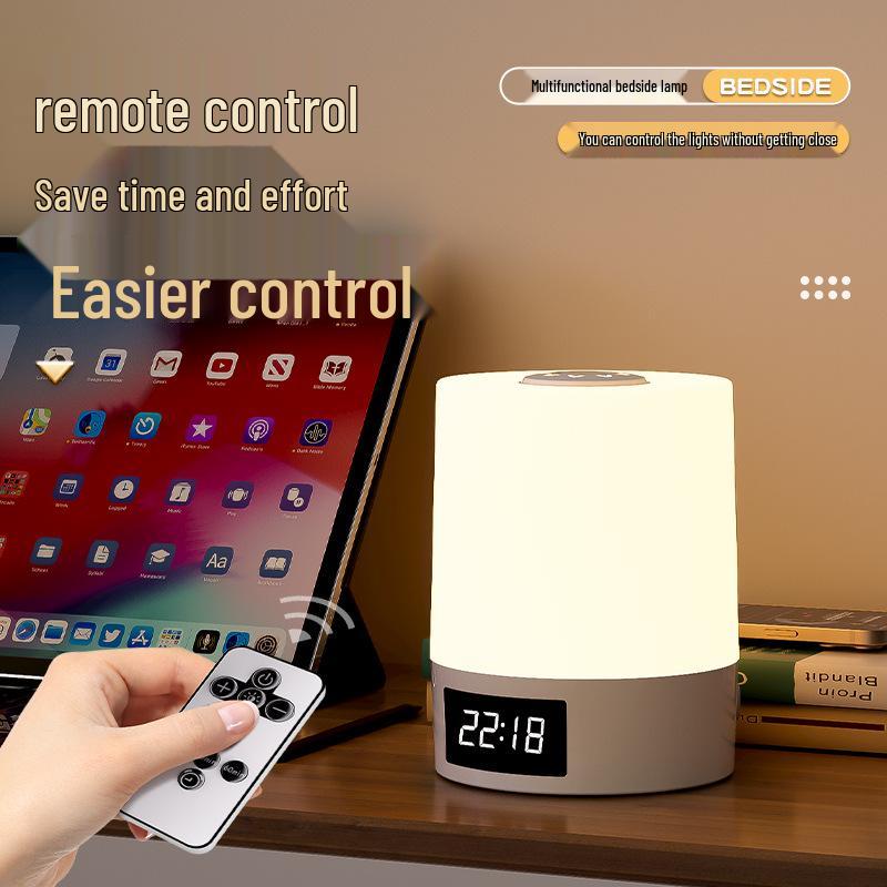 Touch Control Bedside Lamp: Eye-Friendly Night Light with Clock & Remote for Baby Feeding and Sleep