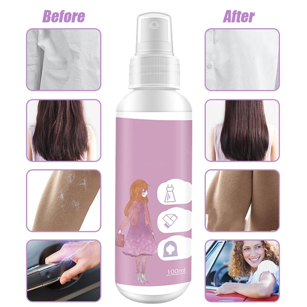 100ml Multipurpose Antistatic Spray Clothing Anti Static Spray for Clothing Textiles Furniture and