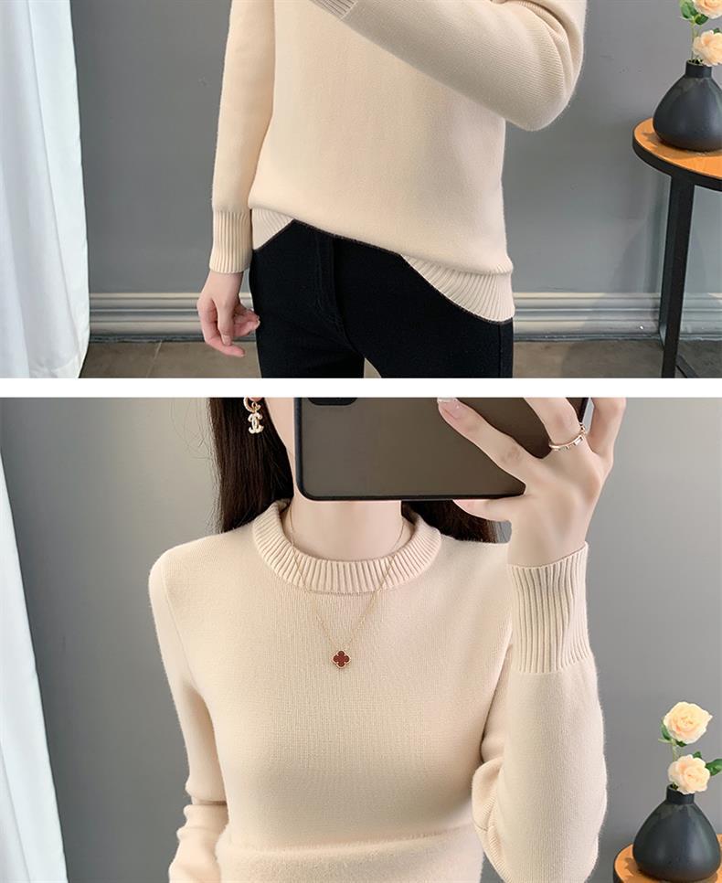2025 Women's Plus Velvet Knit Base Layer Sweater - Autumn/Winter Thickened One-Piece Top