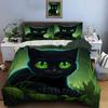 Black Cat In Dark Grass Print Bedding Set for Kids Luxury Gift 3pcs Digital Print Comforter Set Soft Comfortable Breathable