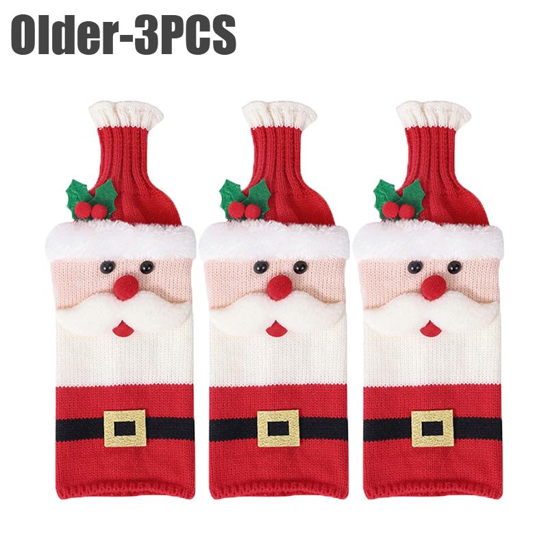 Holiday Knitted Wine Bottle Covers Christmas Sleeves Decorations for Wine Champagne Festive Gift Wrap Bottle Covers
