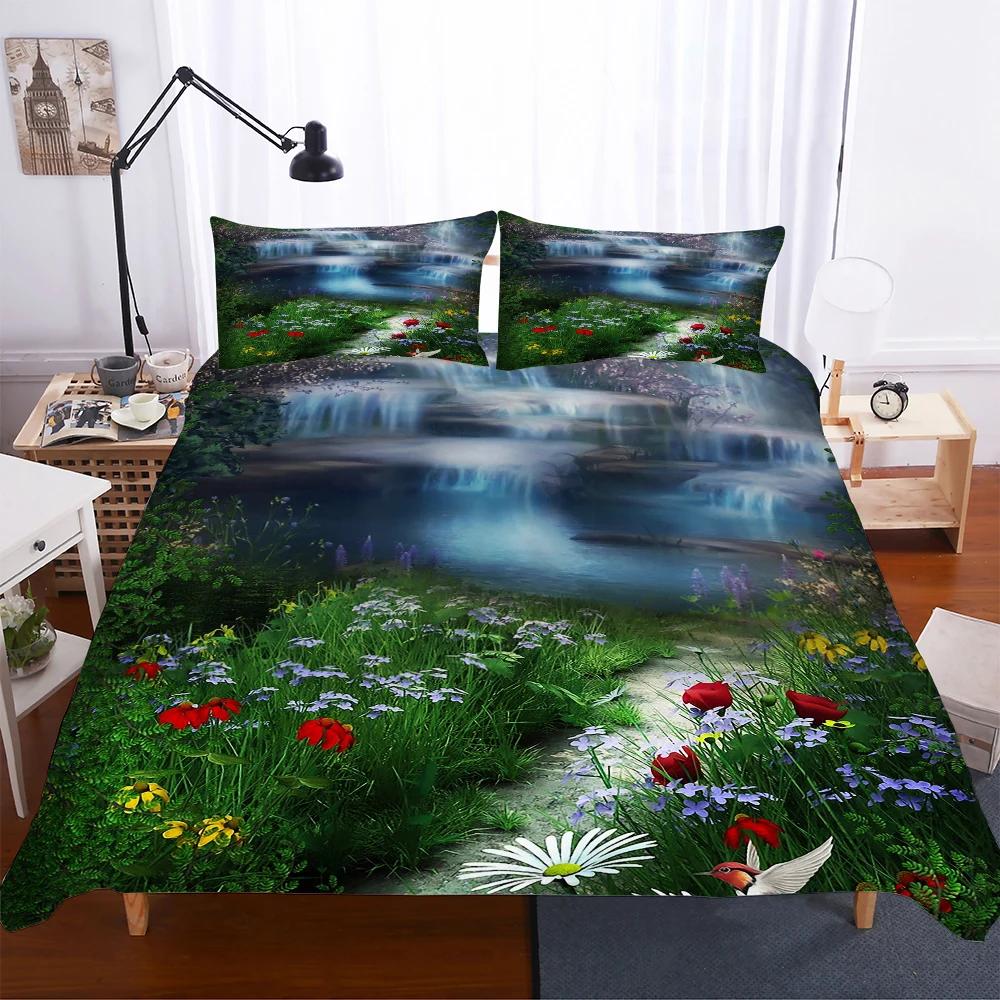 Sewant Grzyby Zestaw Pościeli King Size Tkanina Mikrofibra Poszewka na Kołdrę z Poszewkami na Poduszki Wzór Kwiaty i Drzewa Pościel Luksusowy