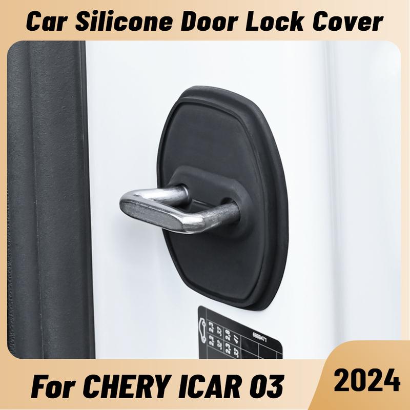 For CHERY ICAR 03 2024 Car Door Shock Absorber Door Lock Protector Silicone Auto Door Lock Latches Cover Accessories