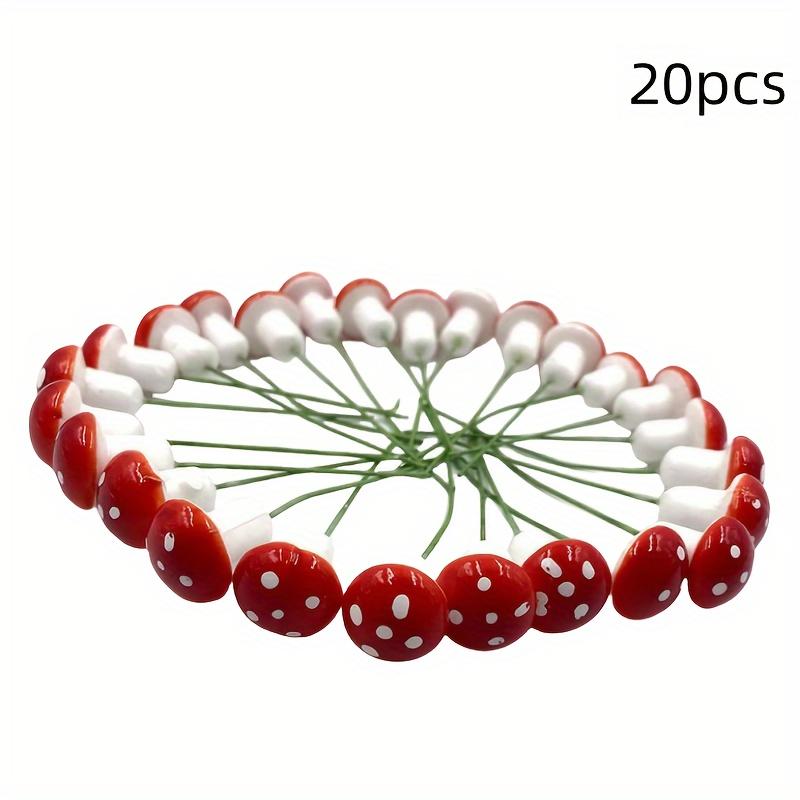 Red Mushroom Simulation Flower, Plastic DIY Cake Decorations, Christmas and Halloween Holiday Decorations, Suitable for Wedding