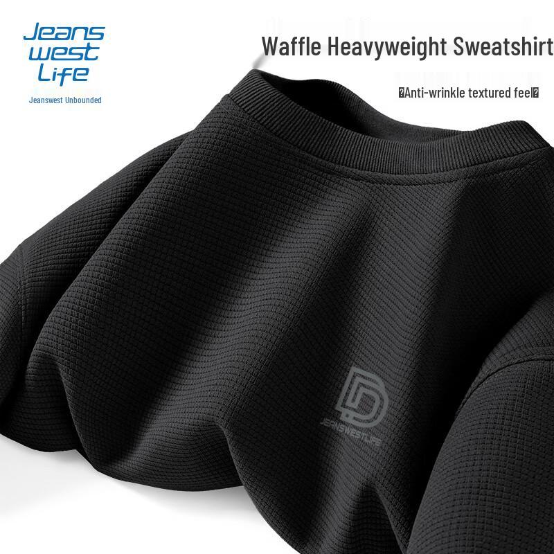 JEANSWEST LIFE Men's Waffle Knit Long-Sleeve Sweatshirt