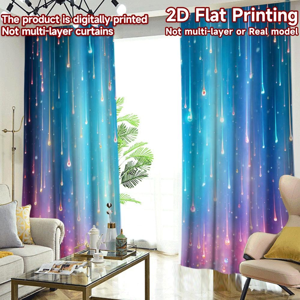 2D FLAT PRINTING 2pcs Curtains (Without Rod) Colorful Falling Droplets Chic Chic Curtains Polyester Curtains Home Decor Suitable
