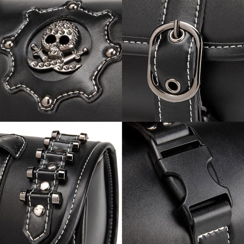 Sac Avant Moto Sac à Outils Moto Sac à Rouleau d'Outils Universel Sacoche Motif Crâne PU Fourche Avant Guidon