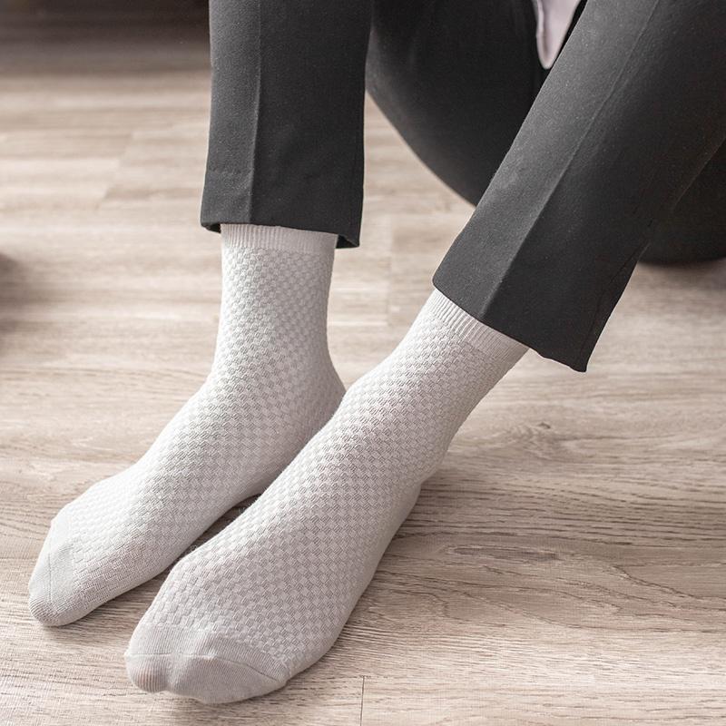 10 pares Primavera Verano hombres negocios calcetines de fibra de bambú transpirable desodorante antibacteriano calcetines casuales de alta calidad para hombre calcetines largos deportivos 5 colores