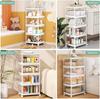 4-Tier Stackable Storage Bins with Wheels, 23 QT Folding Boxes with Magnetic Lids, Closet Organizers for Bedroom, Living Room, T