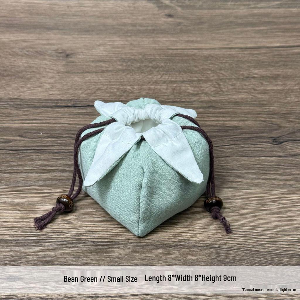 Cotton Linen Tea Set Travel Bag - Portable Outdoor Storage with Thickened Cloth