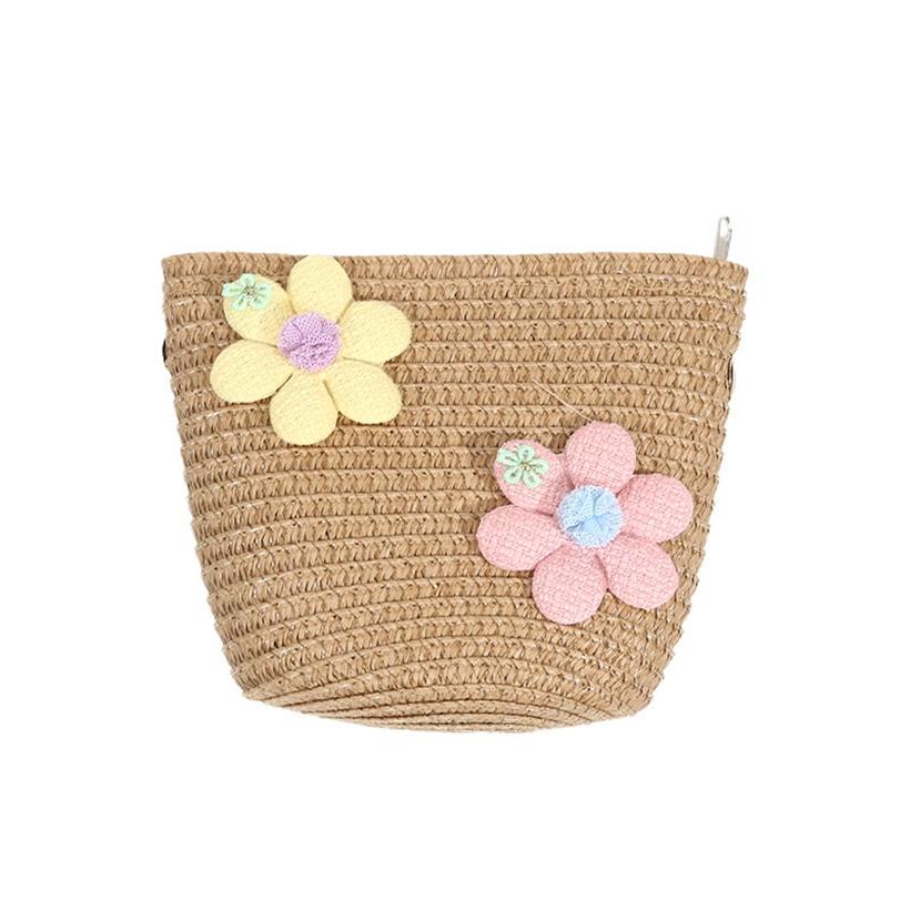 Cute Girls Kids Mini Straw Beach Shoulder Bag Lightweight Summer Crossboy Purse Small Wallet Handbag