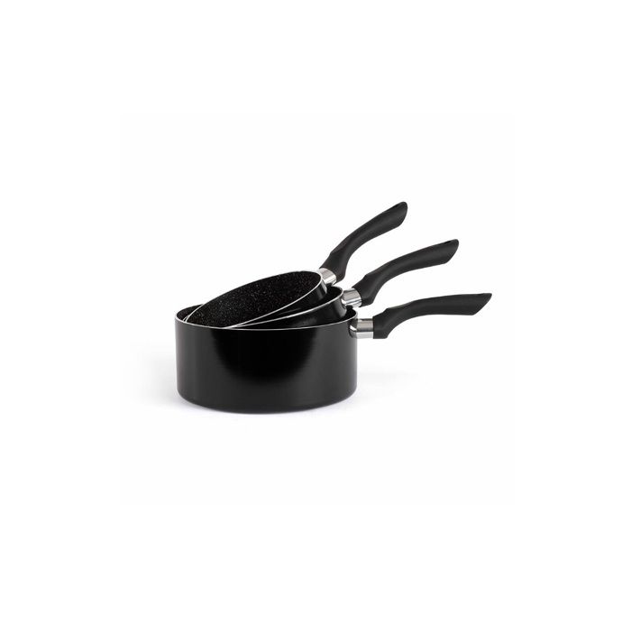 Set de casseroles - livoo - men125n - noir - antiadhésif - diamètres 16/18/20 cm
