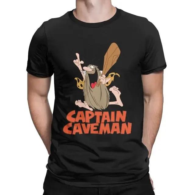 Funny Captain Caveman Cavey 1980s Cartoon Print Tops Men Clothing Ropa Hombre Camisetas Hanna Barbera Graphic TShirt Oversized