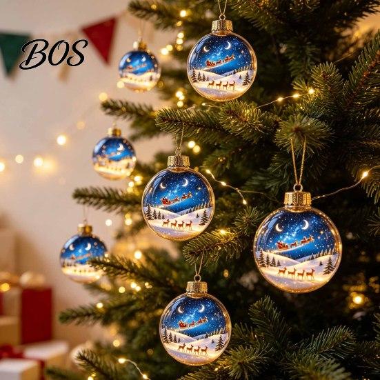 Christmas Party Supplies Glowing Clear Ball Ornament, Light Up Story Decoration with Warm LED Unique Holiday Souvenirs Light, Mini Scene Xmas