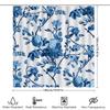 Blue Floral Shower Curtain Waterproof Bathroom Decor Large Size Luxury Bath Mat White Tub Liner Printed Modern Flower Design (La