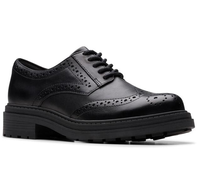 Women's Clarks Orinoco3 Derby Ankle Boots Black Leder