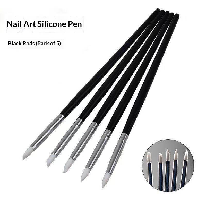

5Pcs/Set Silicone Nail Brush Uv Gel Polish Tip 3D Image Diy Dotting Polish Brushes Pen Professional Diy Manicure Tools 1 чёрный