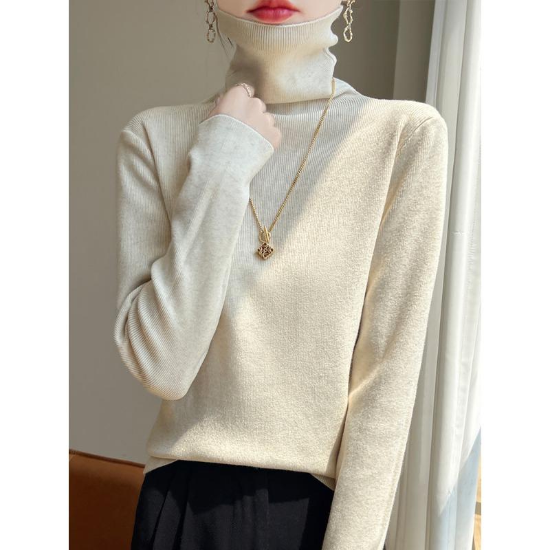 

Стильный и блестящий свитер с высоким воротом, женская тонкая базовая водолазка, свитер с высоким воротом, с пальто и топом S