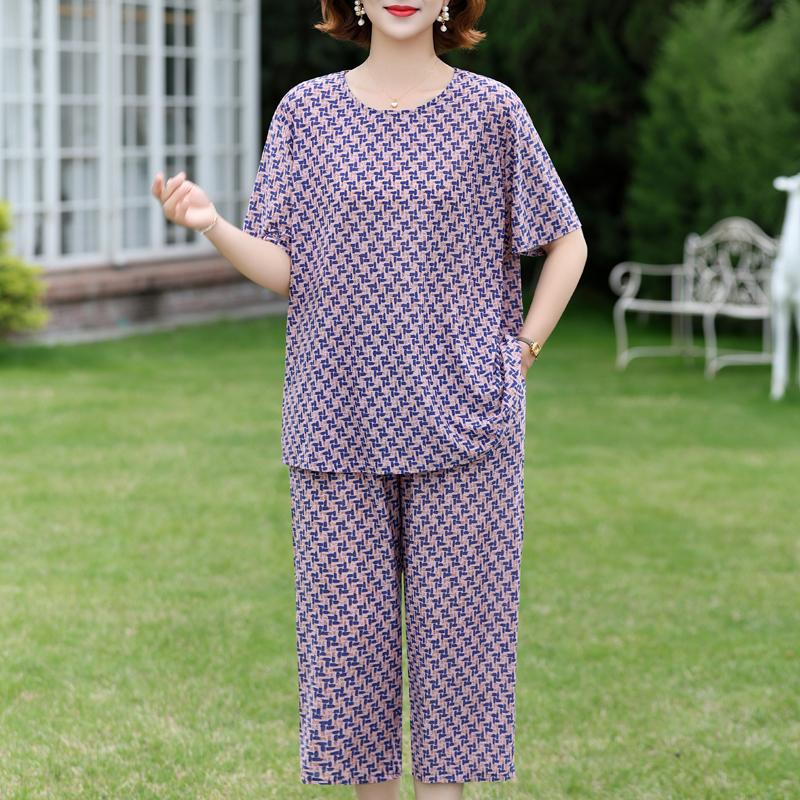 Women's Plus Size Summer Casual Set, Printed Top & Capri Pants (3XL-7XL)