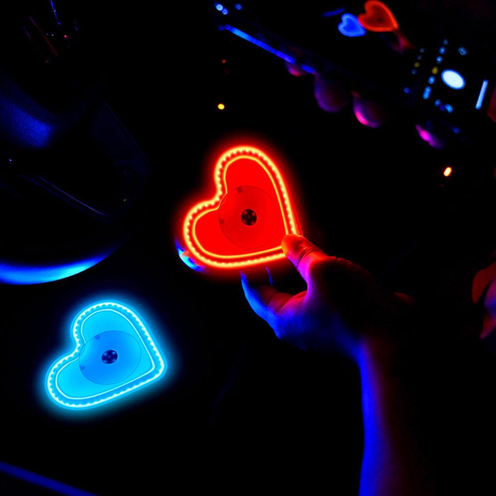 New Solar/Rechargeable Car Triangle Window Heart-shaped Light Emitting Atmosphere Light Interior Wiring Free LED Lights