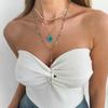 Drip Oil Metal Stacked Necklace Beads Multi Layered Stacked Collarbone Chain Y2K Flower Pendant Cross Necklace Set Women