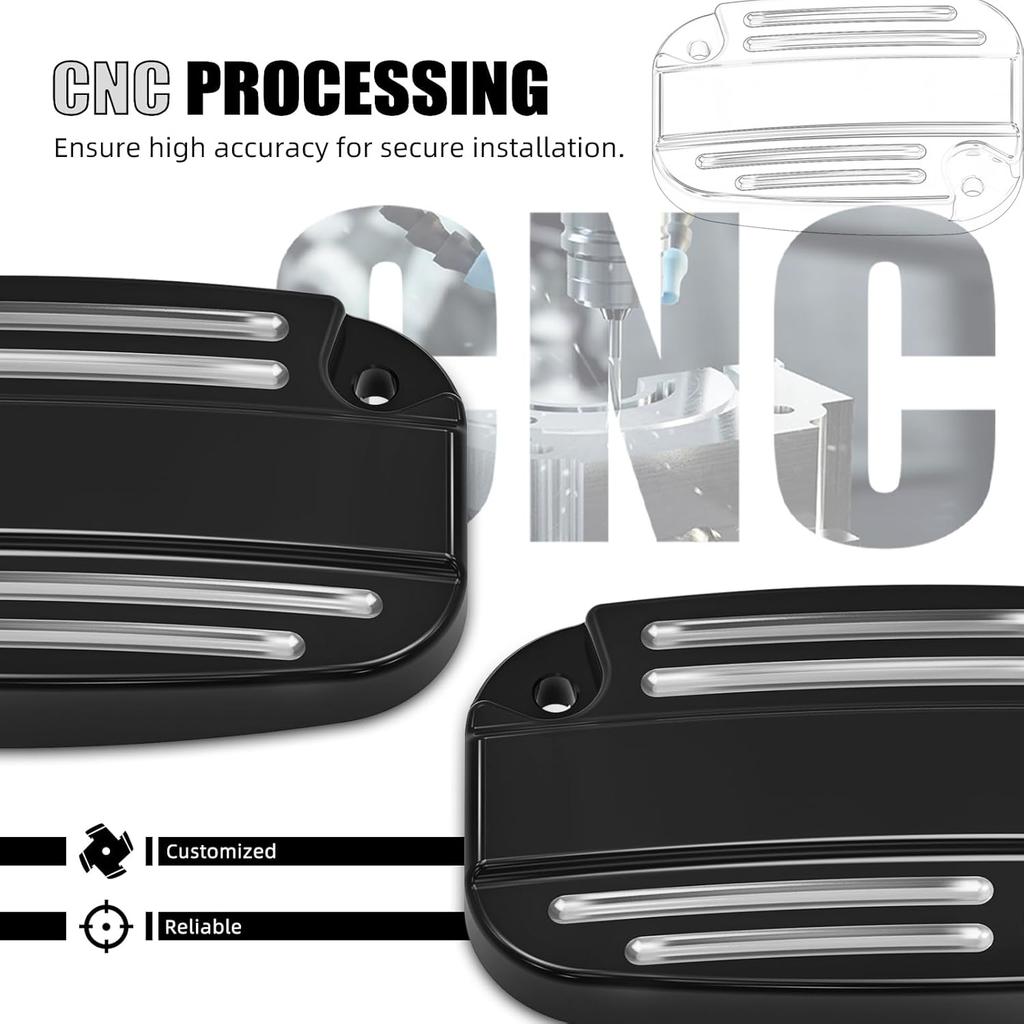 NICECNC Black Left & Right Clutch Brake Reservoir Cover with Rubbers/Gaskets Compatible with Harley Electra Glide Standard FLHT 2019-2020,