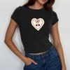 T-shirt imprimé Cherry Love pour femmes Spice Girls, pull à col rond, bas slim, hauts courts, printemps été