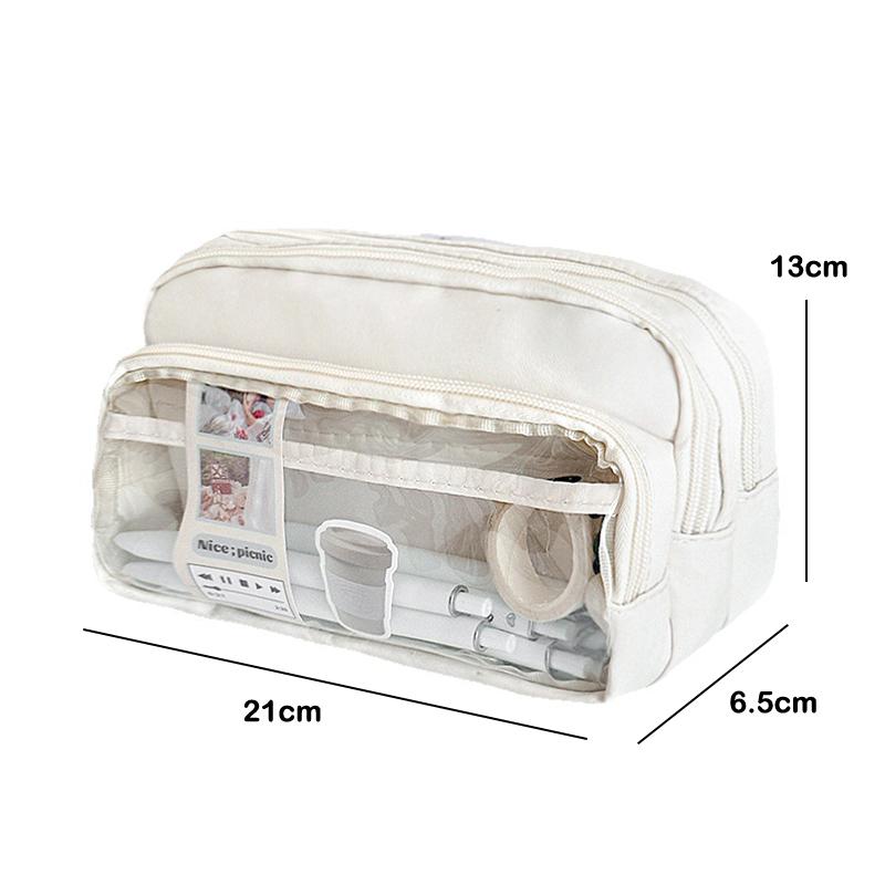 Schickes einfarbiges Federmäppchen Koreanische Schlichtheit Transparente Stifttasche Große Kapazität Schreibwaren-Organizer-Tasche Schulbedarf 1 Stück