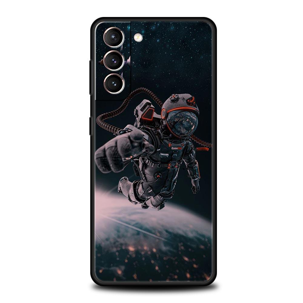 Cute Astronaut Moon Phone Case For Samsung Galaxy S23 S22 S21 S20 FE Ultra 5G S10 S10E S9 S8 Plus 10 20 Silicone Cover Bumper