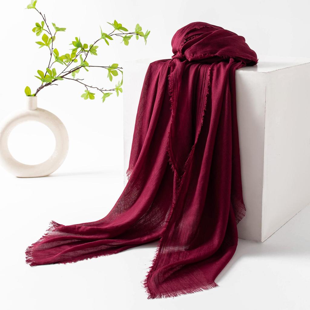 Spring & Summer Lightweight Sunscreen Shawl: Imitation Cotton-Linen, High-End Silk Gauze Scarf, Solid Color for Women