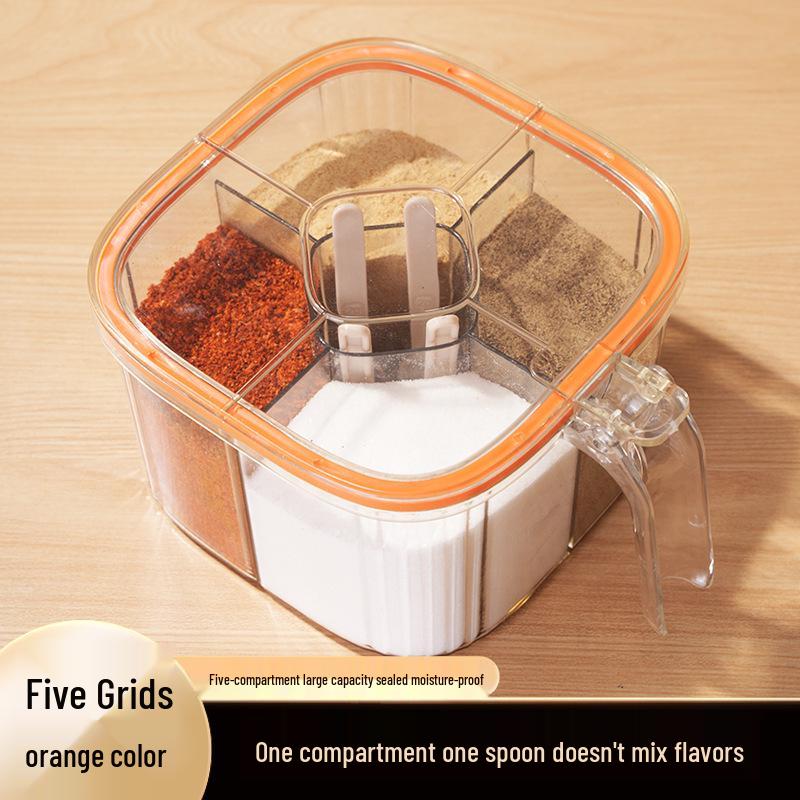 Multi-Compartment Kitchen Seasoning Jar Set: All-in-One Condiment Storage for Salt, MSG, and Pepper