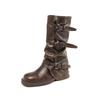 Cowhide version~ retro thick-soled pants boots women's 2025 new niche design boots pleated stacking boots boots boots