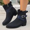 Large Size Metal Buckle Fashion Boots Autumn and Winter New Medium Tube Square Follow the Trend Women's Boots