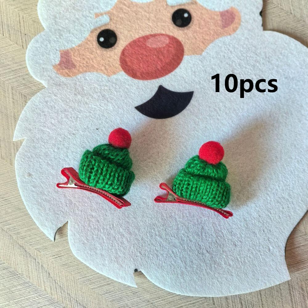 

10 шт. головной убор вязаная рождественская шапка заколка аксессуары для волос металлическая заколка для волос рождественская шапка шпилька зелёный