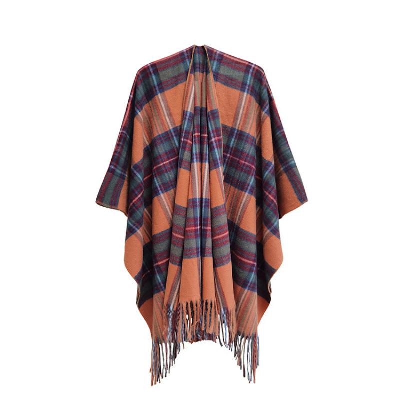 

Luxury Winter Scarf Women Plaid Poncho Winter Warm Shawl Soft Windproof Cape Pashmina Handkerchief Design Female Outdoor Scarf 130x150CM