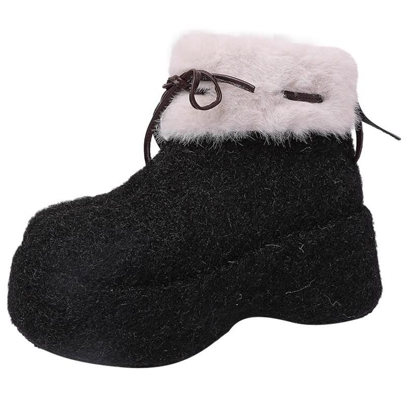 Northeast casual platform short snow boots for children in autumn and winter 2025 new round head thickened velvet large cotton shoes