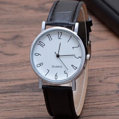 Trendy Unisex WristWatch Business Faux Leather Band Roman Numerals Analog Quartz Men Watch Blu-Ray New
