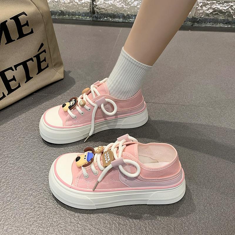 Platform canvas shoes women's 2025 new spring and summer Internet celebrities with skirts little white shoes board shoes design sense niche board sho