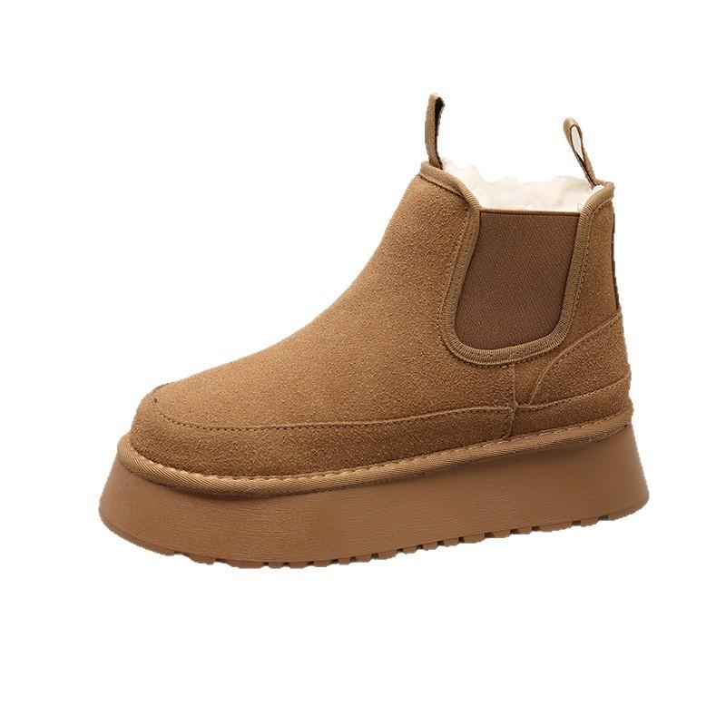 Thick-soled Fur Integrated Snow Boots Women's 2025 New Winter Velvet Warm Thickened Northeast Large Cotton Shoes Short Boots
