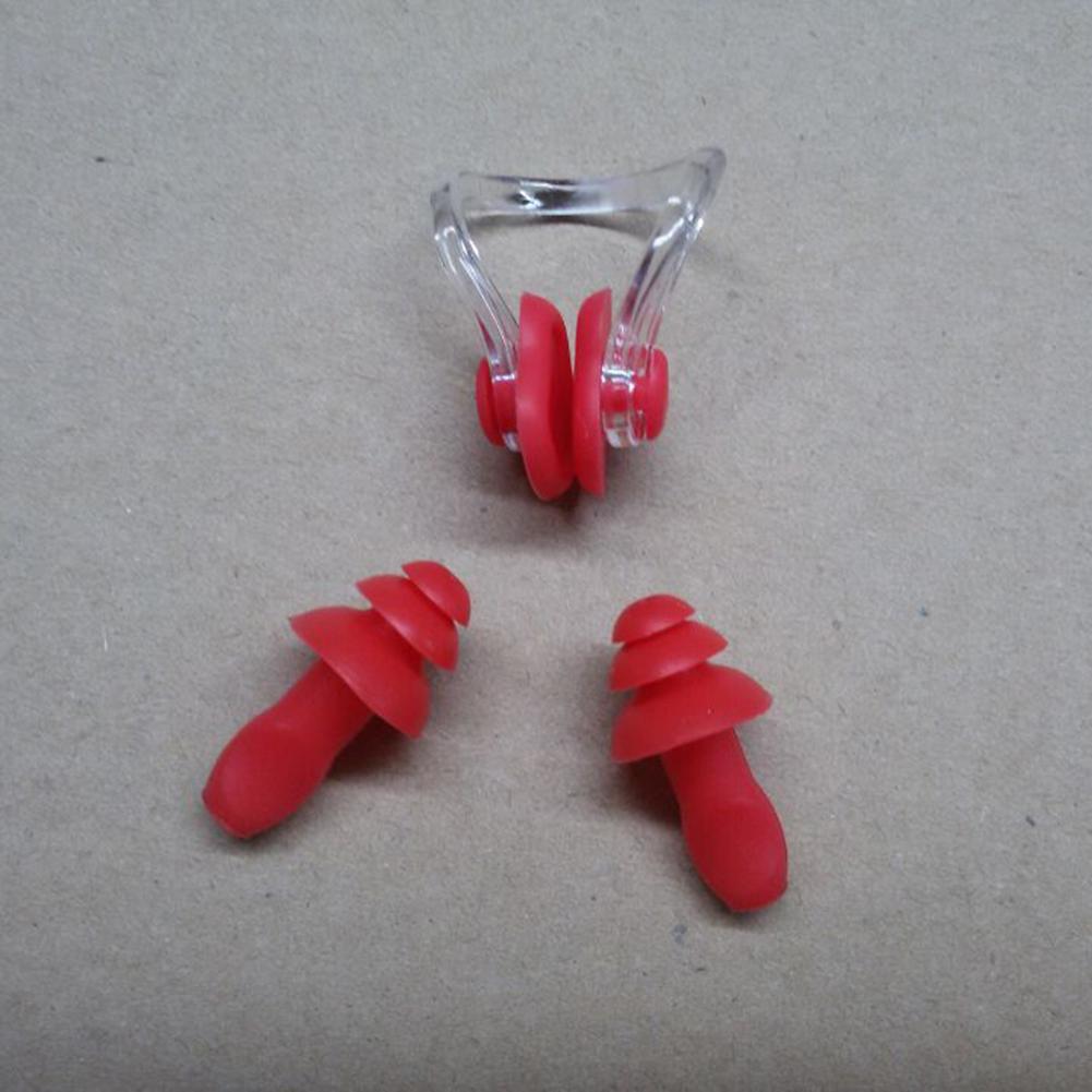 W32 Swimming Earplug Nose Clip Set Three-layer Silicone Waterproof For Surfing Diving Swimming