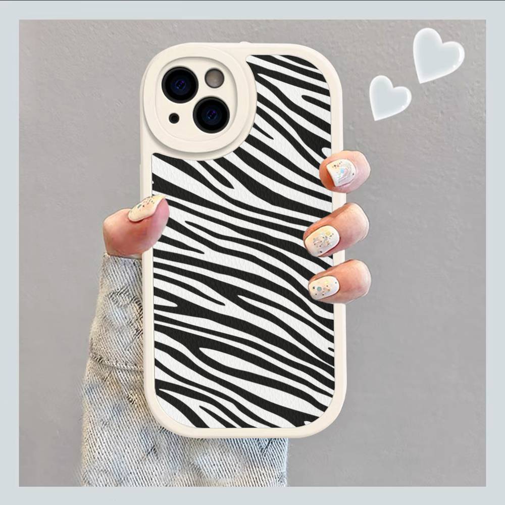 Zebra Print Clip Art For IPhone 16 15 14 13 12 11 Pro Max Plus Leather Phone Cover