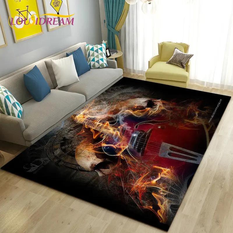 Classical Guitar Electric Guitar Area Rug Large,Carpet Rug for Living Room Bedroom Sofa Doormat Decoration, Non-slip Floor Mat