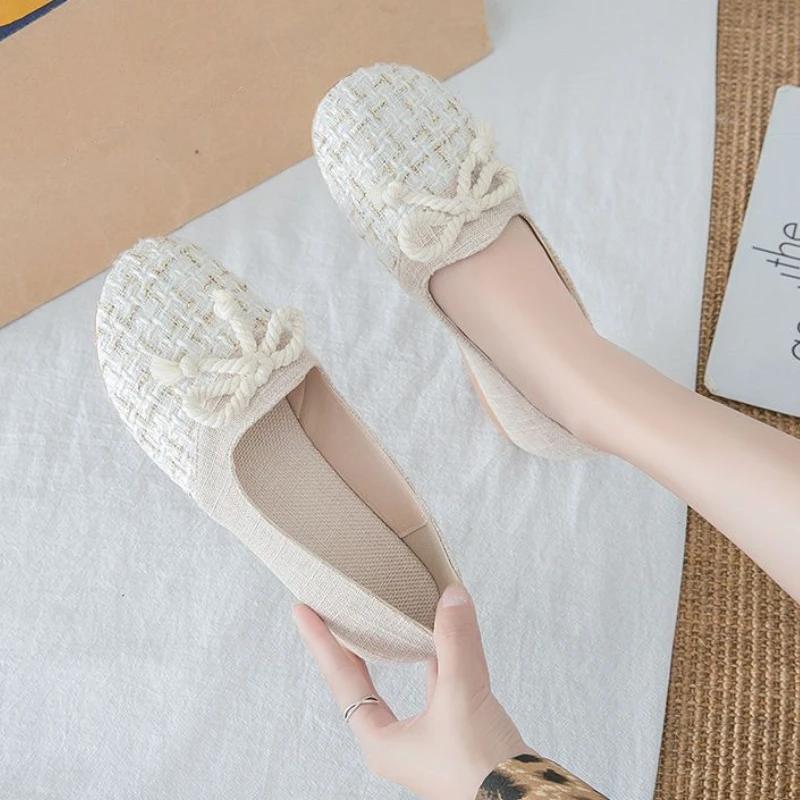 Fashion Light Trends 2025 Fashion Slip On With Bow Ladies Footwear Sale Korean Cheap Casual Offers Comfortable and Elegant Women's Shoes